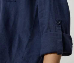 Lange Leinenbluse, dunkelblau
