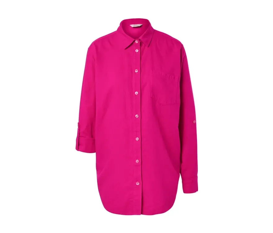 Lange Leinenbluse, pink