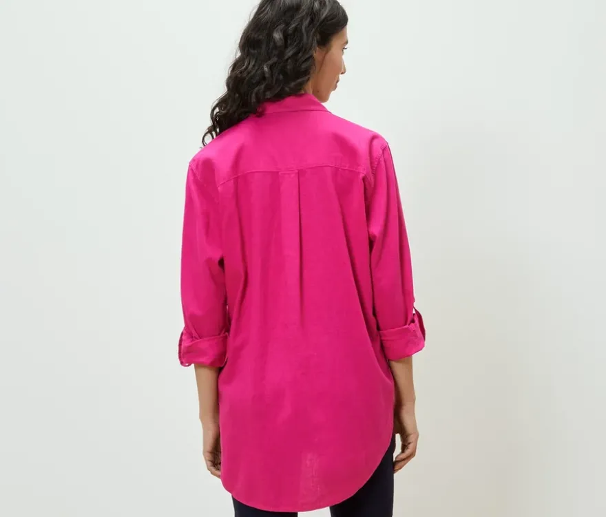 Lange Leinenbluse, pink