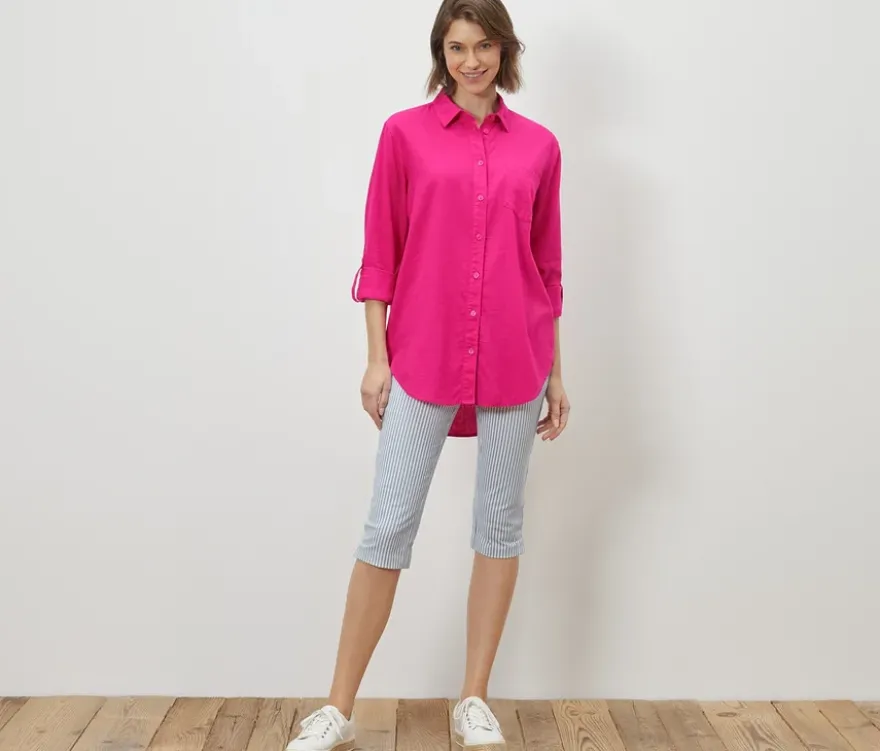 Lange Leinenbluse, pink