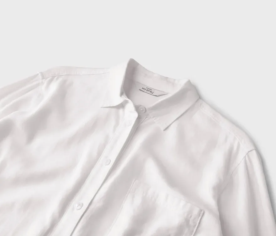 Lange Leinenbluse, weiß