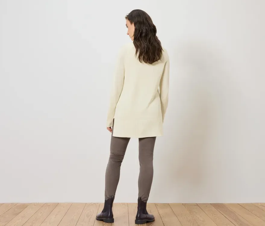 Langer Strickpullover, creme