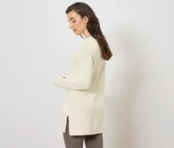 Langer Strickpullover, creme
