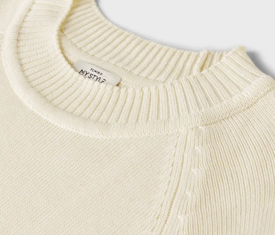 Langer Strickpullover, creme