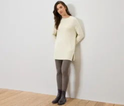 Langer Strickpullover, creme