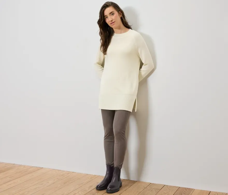 Langer Strickpullover, creme