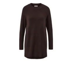 Langer Strickpullover, dunkelbraun