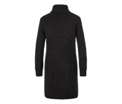 Langer Strickpullover mit Zopfmuster, schwarz