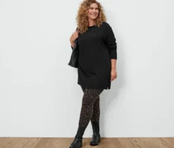 Langer Strickpullover, schwarz