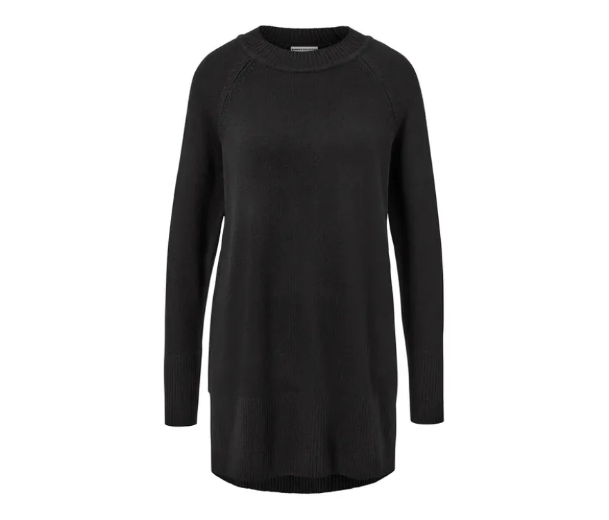 Langer Strickpullover, schwarz