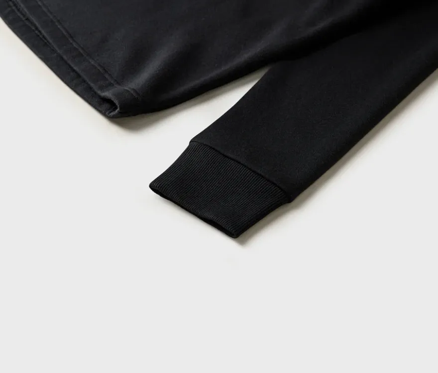 Langes Kapuzensweatshirt, schwarz