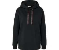 Langes Kapuzensweatshirt, schwarz