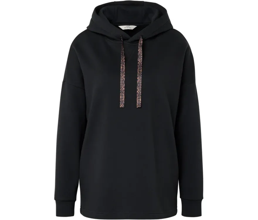 Langes Kapuzensweatshirt, schwarz