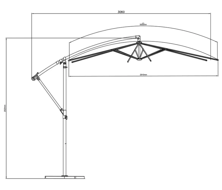 Leco Ampelschirm* Ø 300 cm, inkl. Schirmständer und Abdeckhaube, hellgrau