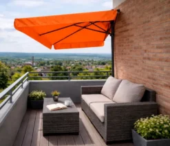 Leco Balkon-Sonnenschirm, 230 x 130 cm, orange