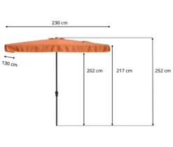Leco Balkon-Sonnenschirm, 230 x 130 cm, orange