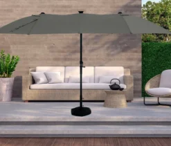 LECO Doppel-Sonnenschirm* mit LED-Beleuchtung, oval, ca. 270 x 460 cm, anthrazit