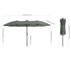 LECO Doppel-Sonnenschirm* mit LED-Beleuchtung, oval, ca. 270 x 460 cm, anthrazit
