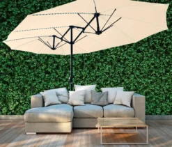 LECO Doppel-Sonnenschirm* mit LED-Beleuchtung, oval, ca. 270 x 460 cm, beige