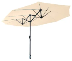 LECO Doppel-Sonnenschirm* mit LED-Beleuchtung, oval, ca. 270 x 460 cm, beige