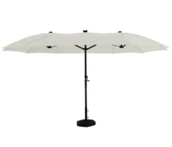 LECO Doppel-Sonnenschirm* mit LED-Beleuchtung, oval, ca. 270 x 460 cm, beige