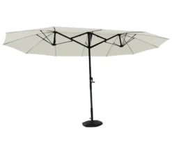 LECO Doppel-Sonnenschirm* mit LED-Beleuchtung, oval, ca. 270 x 460 cm, beige
