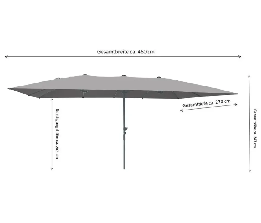 Leco Doppelsonnenschirm, 270 x 460 cm*, anthrazit