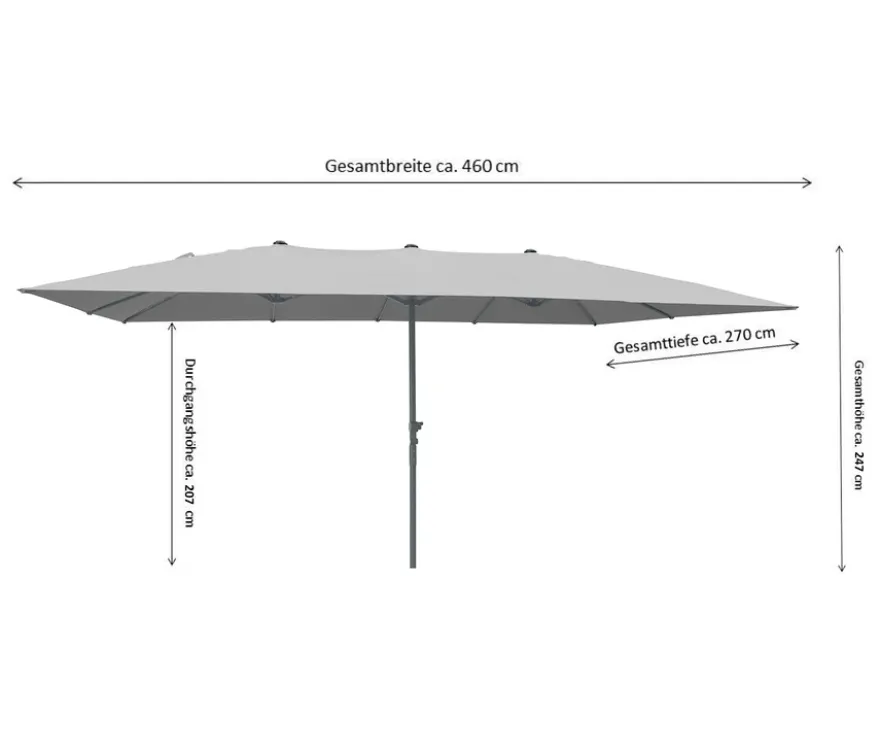Leco Doppelsonnenschirm, 270 x 460 cm*, hellgrau