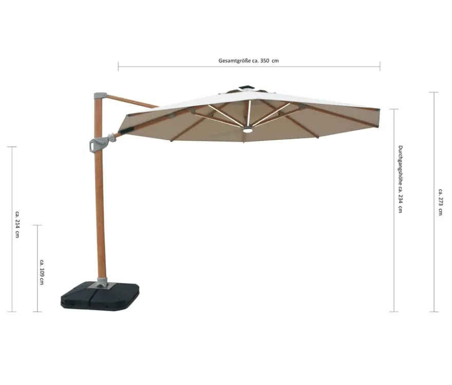 Leco LED-Ampelschirm*, ca. 350 cm, inkl. Abdeckhaube