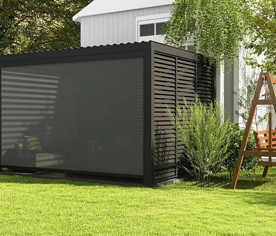 Leco Premium Pergola, 3 x 4 m, inkl. 2 Seitenwänden, anthrazit