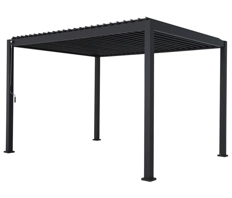 Leco Premium Pergola, 3 x 4 m, inkl. 2 Seitenwänden, anthrazit