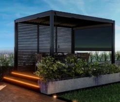 Leco Premium Pergola, 3 x 4 m, inkl. 2 Seitenwänden, anthrazit