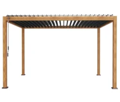 Leco Premium Pergola, 3 x 4 m, inkl. 2 Seitenwänden, Holzdekor