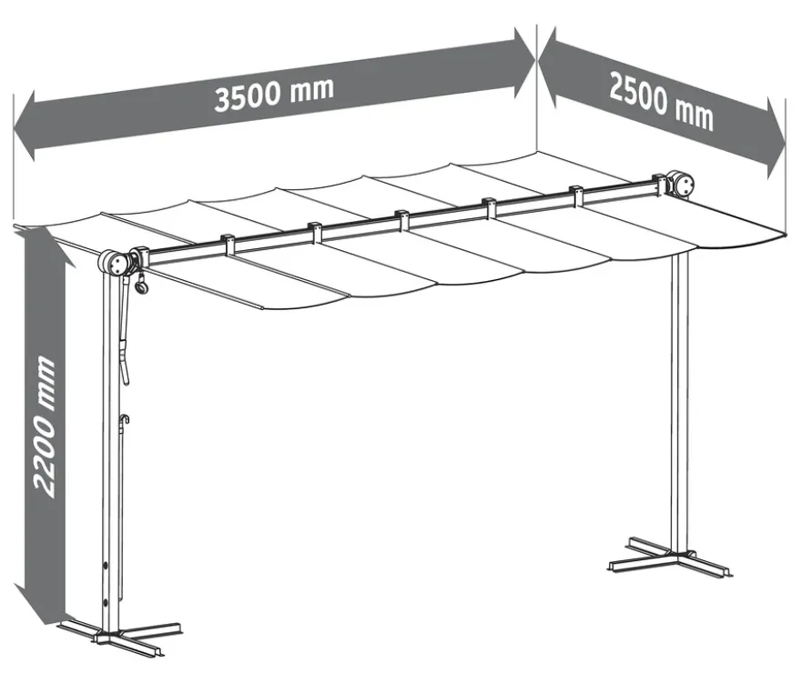 Leco Sonnendach, 400 x 250 cm, hellgrau