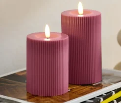 2 LED-Echtwachskerzen, rosé