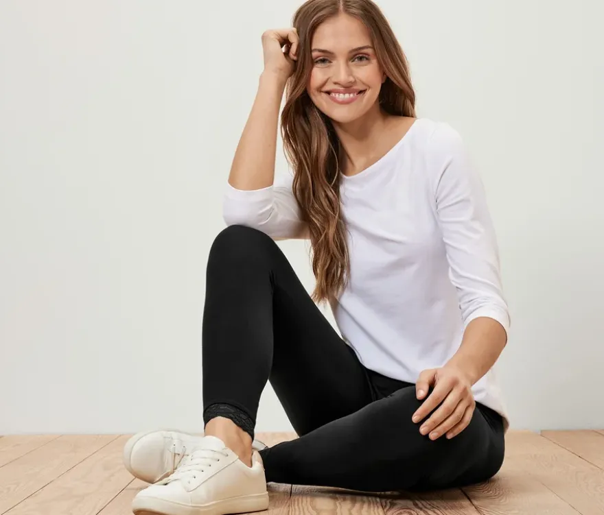 Leggings mit Spitzenborte