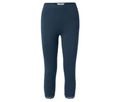 3/4-Leggings mit Spitzenborte, dunkelblau