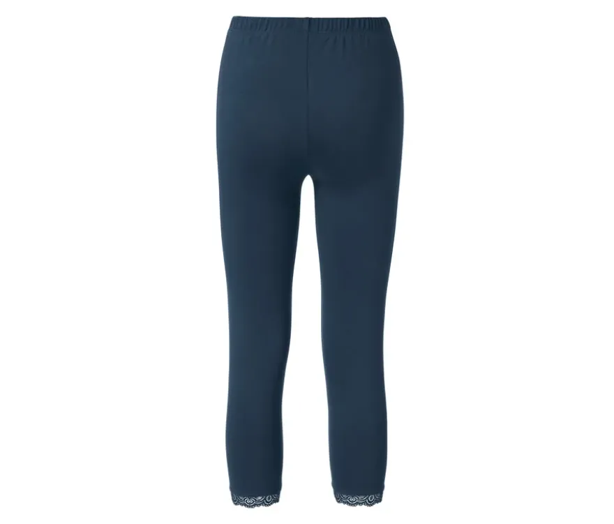 3/4-Leggings mit Spitzenborte, dunkelblau