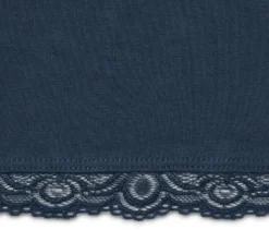 3/4-Leggings mit Spitzenborte, dunkelblau