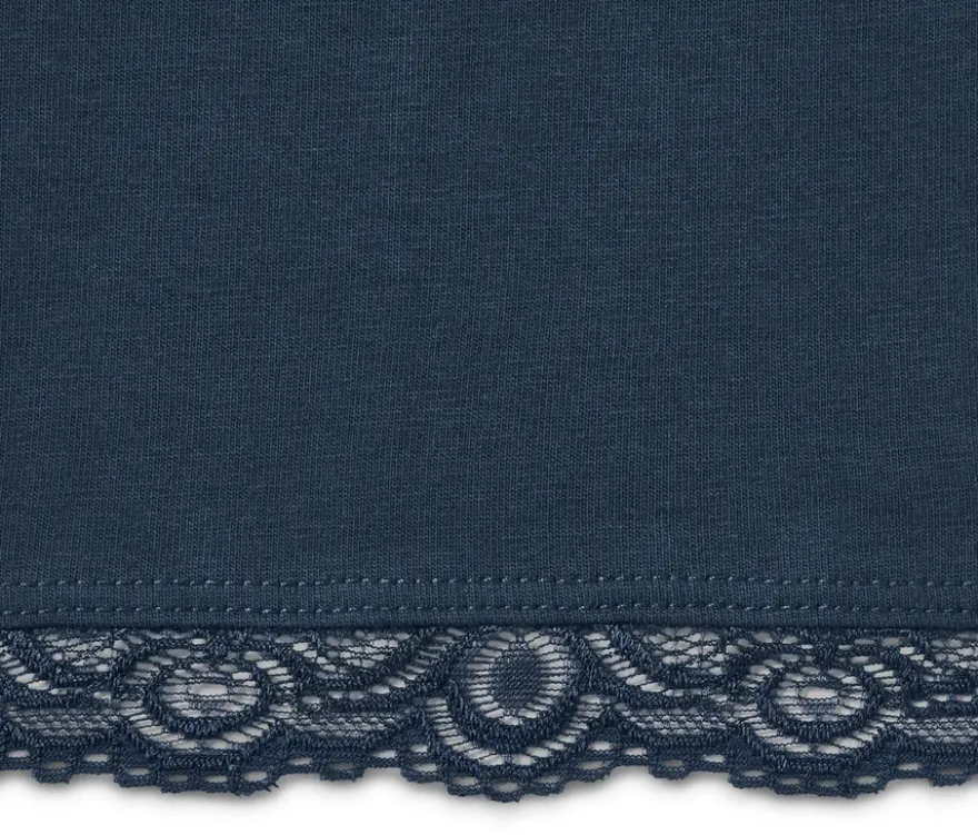 3/4-Leggings mit Spitzenborte, dunkelblau