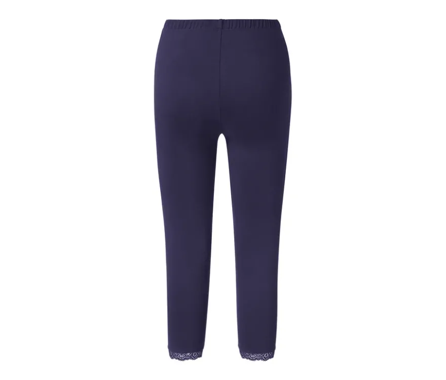 3/4-Leggings mit Spitzenborte, dunkelblau