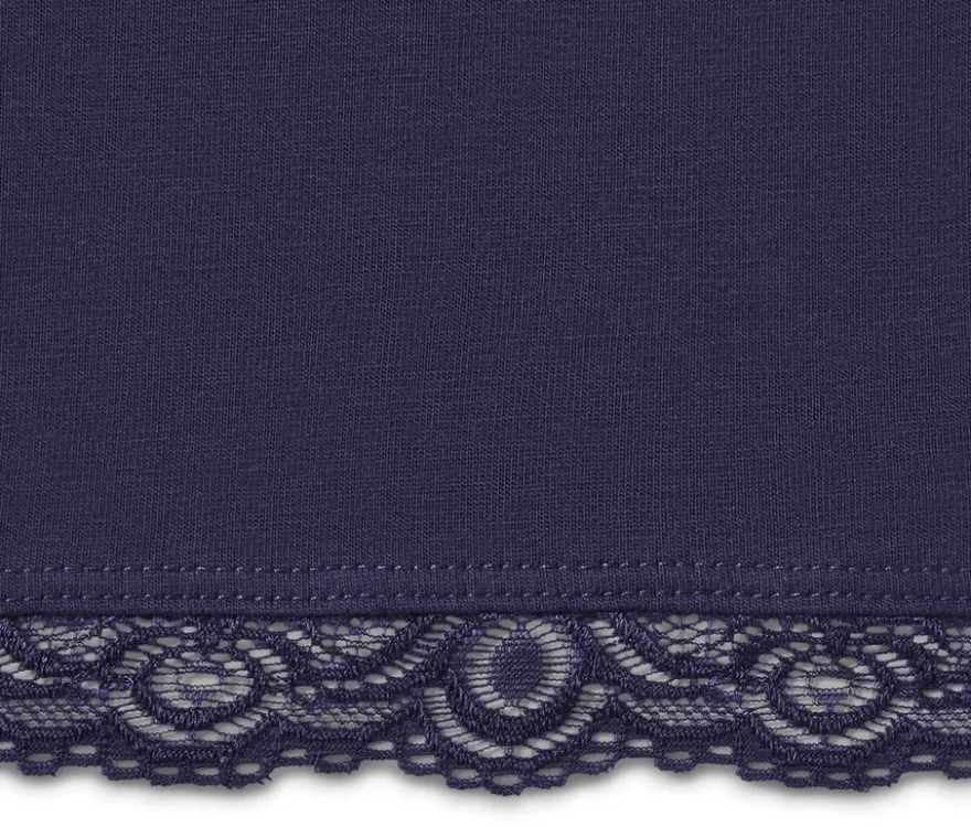 3/4-Leggings mit Spitzenborte, dunkelblau