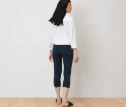 3/4-Leggings mit Spitzenborte, dunkelblau