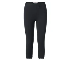 3/4-Leggings mit Spitzenborte, schwarz