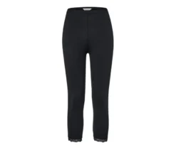 3/4-Leggings mit Spitzenborte, schwarz