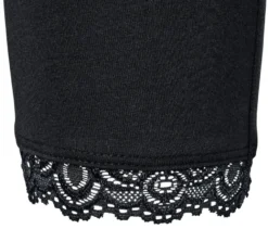 3/4-Leggings mit Spitzenborte, schwarz