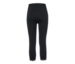3/4-Leggings mit Spitzenborte, schwarz