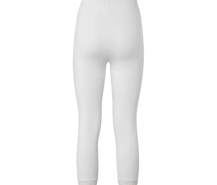 3/4-Leggings mit Spitzenborte, weiß