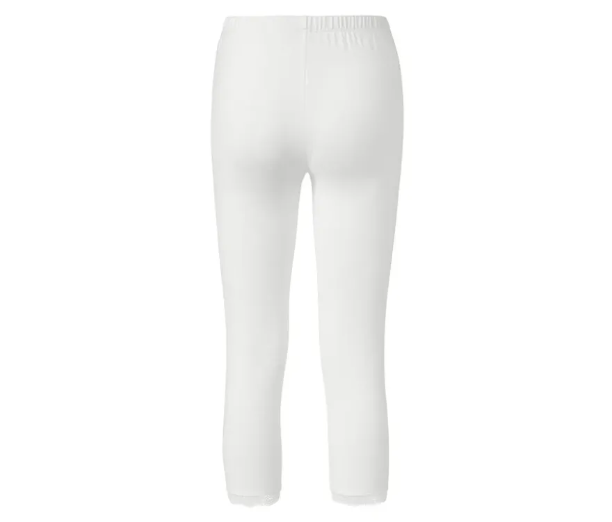 3/4-Leggings mit Spitzenborte, weiß