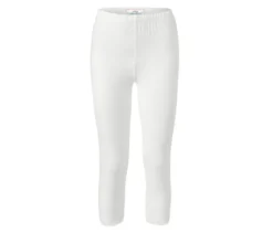 3/4-Leggings mit Spitzenborte, weiß